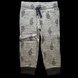 Gymboree Boys Moto Boss Gray Black Lightning Bolt Sweatpants Pants Size 2T NWT